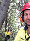 man in a tree