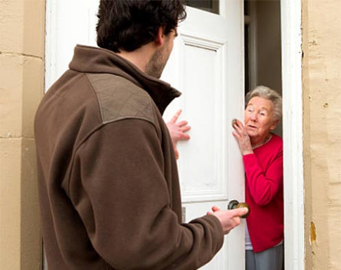 man knocking on door